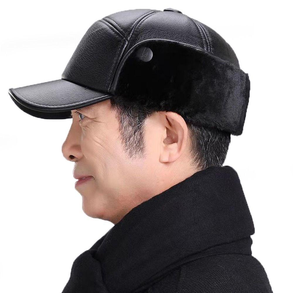 Mũ Phi Công Bằng Da PU Lót Lông Thời Trang Mùa Đông Cho Nam