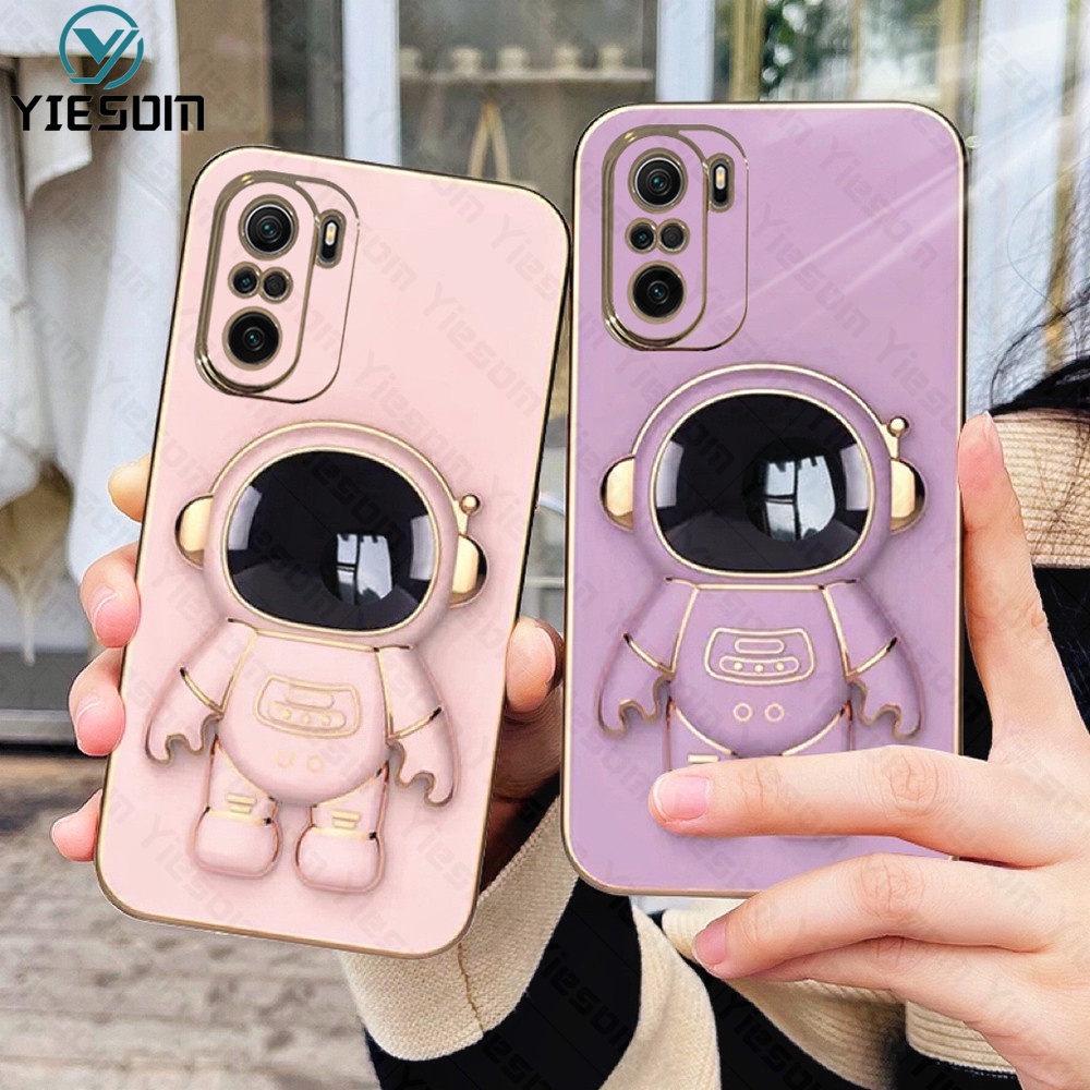 Ốp Điện Thoại Silicon Mềm Có Giá Đỡ Hình Vuông Mạ Sang Trọng Cho Xiaomi Poco F3 X3 GT X3 X4 Pro 5G M3 M4 Pro 4G