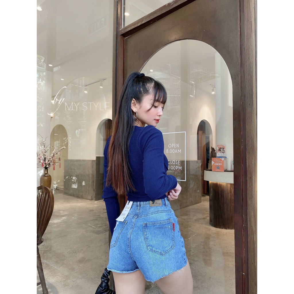 Quần Sọt Jean Nữ Mẫu Rách Tua 1 Bên Hàng Jean Cotton Siêu Xinh