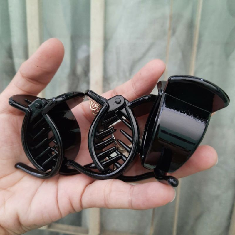 Combo 4 cái Kẹp tóc 2 răng nhựa cứng màu đen bóng