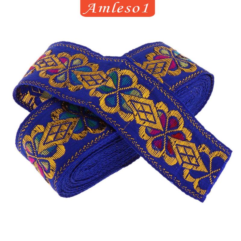 Cuộn Dây Ruy Băng Họa Tiết Thổ Cẩm Màu Xanh Lá Dùng Trang Trí Thủ Công