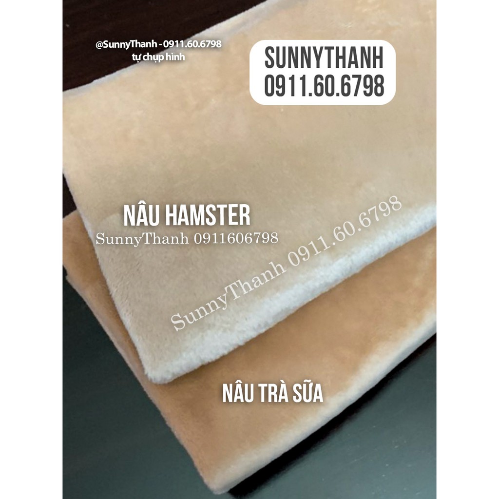 1m Vải lông nhung nâu hamster may ly trà sữa và nâu cà phê sữa