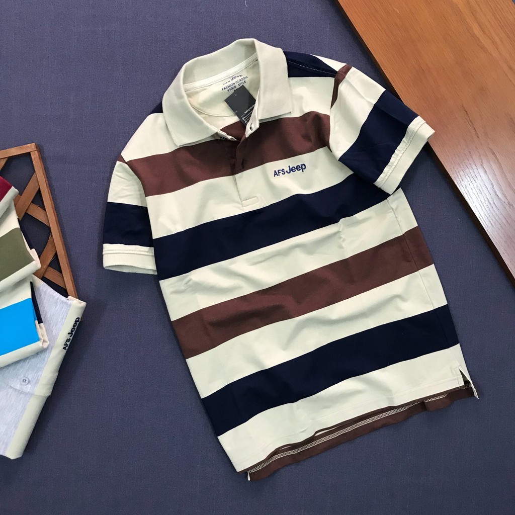 [S01] Áo thun nam cổ trụ vải cotton mịn hai màu trắng đen viền tay và cổ cá tính-M127