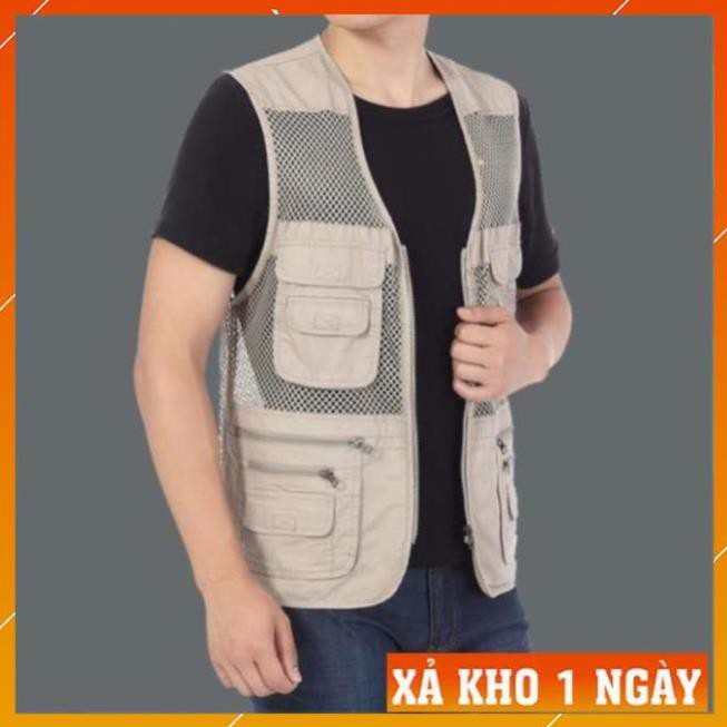 nam bigsize [FreeShip –  Giảm 30k]  Áo gile Nam - Áo ghi lê Lưới Lính Mỹ - Vest gile Nam Nhiều Túi