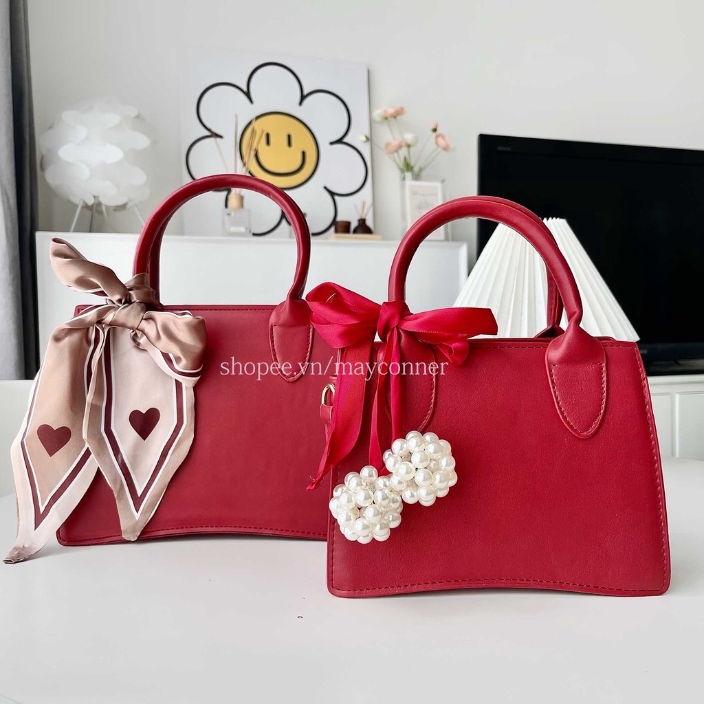 Túi xách cao cấp đỏ nơ xinh Mayconner TA1
