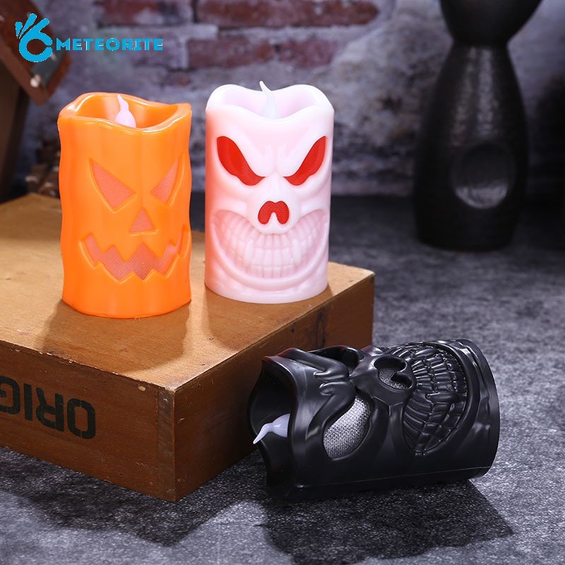 Đèn LED Nến Điện Tử Hình Đầu Lâu / Quả Bí Ngô Kinh Dị Trang Trí Nhà Cửa Dịp Halloween