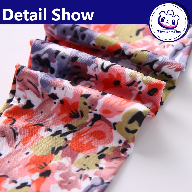 [THOMAS Kids] Quần Legging Dài Bằng Lụa Sữa Mỏng Co Giãn In Họa Tiết Cho Bé Gái 3-10 Tuổi Bán Sỉ