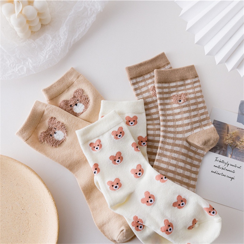 Đôi vớ mềm in hình gấu dễ thương thời trang cho học sinh