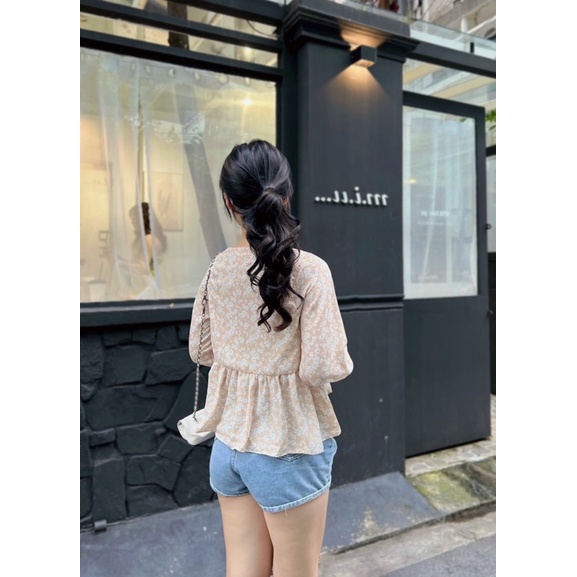 ÁO BBD_áo peplum hoa cột nơ tay phồng huol.oi_store