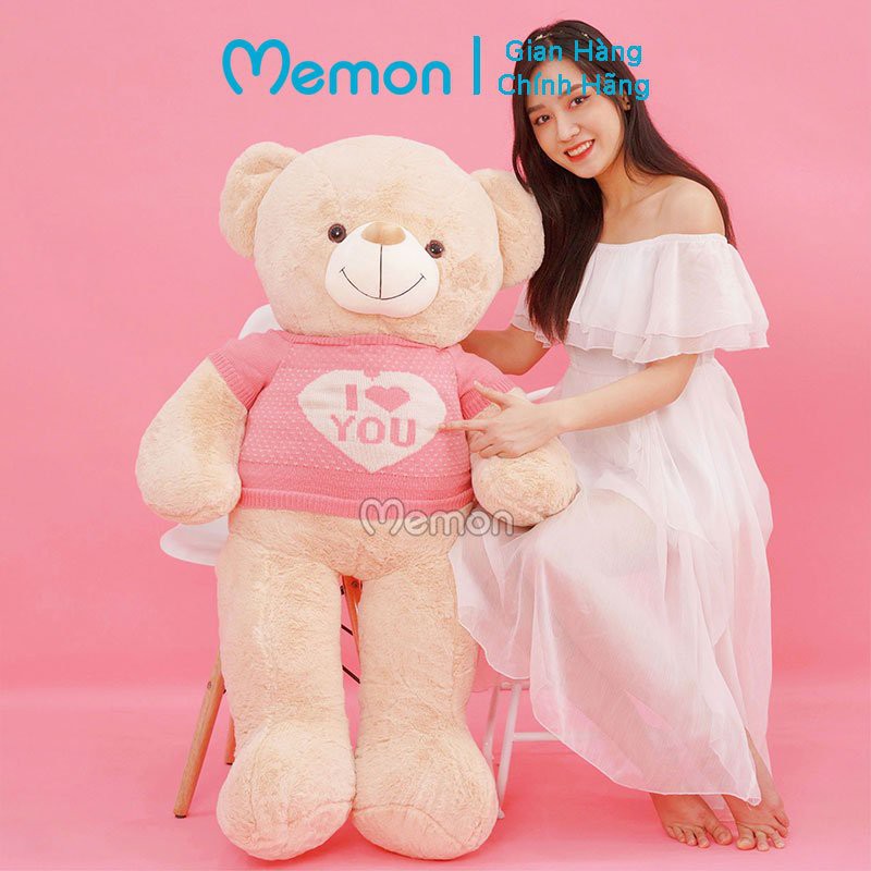 Gấu Bông Teddy Áo Love Lông Trơn Cao Cấp Memon