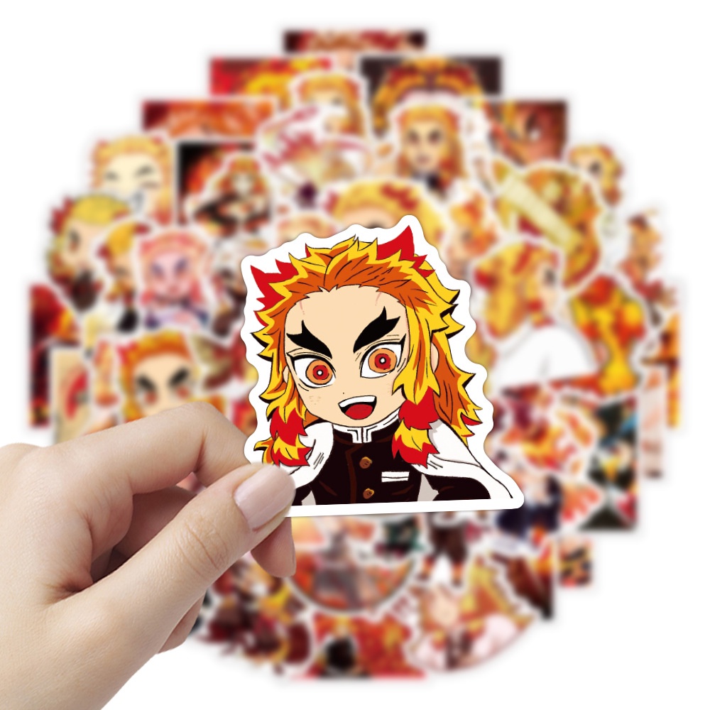 Bộ 50 Miếng Dán Họa Tiết Hoạt Hình Rengoku Kyoujurou Độc Đáo Trang Trí Đa Năng Diy