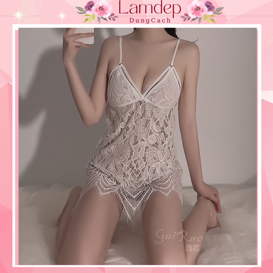 Đồ Ngủ Sexy Váy Ngủ Hai Dây Ren Gợi Cảm Vải Ren Mềm Tôn Dáng Siêu Quyến Rũ-Đuôi cá