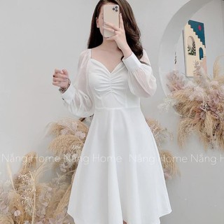 Váy trắng dài tay đi chơi / đi cưới / kỷ yếu Virgo [GIÁ SỈ]