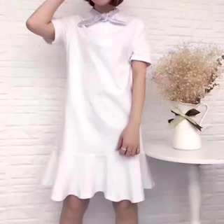 Váy cotton đuôi cá cổ nơ