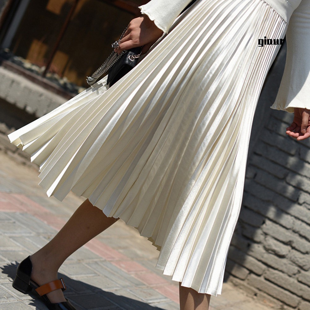 Chân Váy Maxi Lưng Cao Xếp Ly Phong Cách Vintage