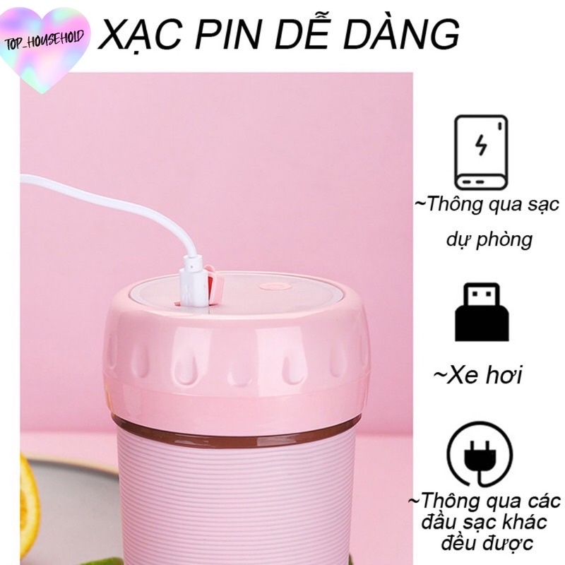 Máy xay sinh tố mini cầm tay đa năng Juice Cup, Fruit Cup 4 lưỡi - Máy Xay Sinh Tố Du Lịch