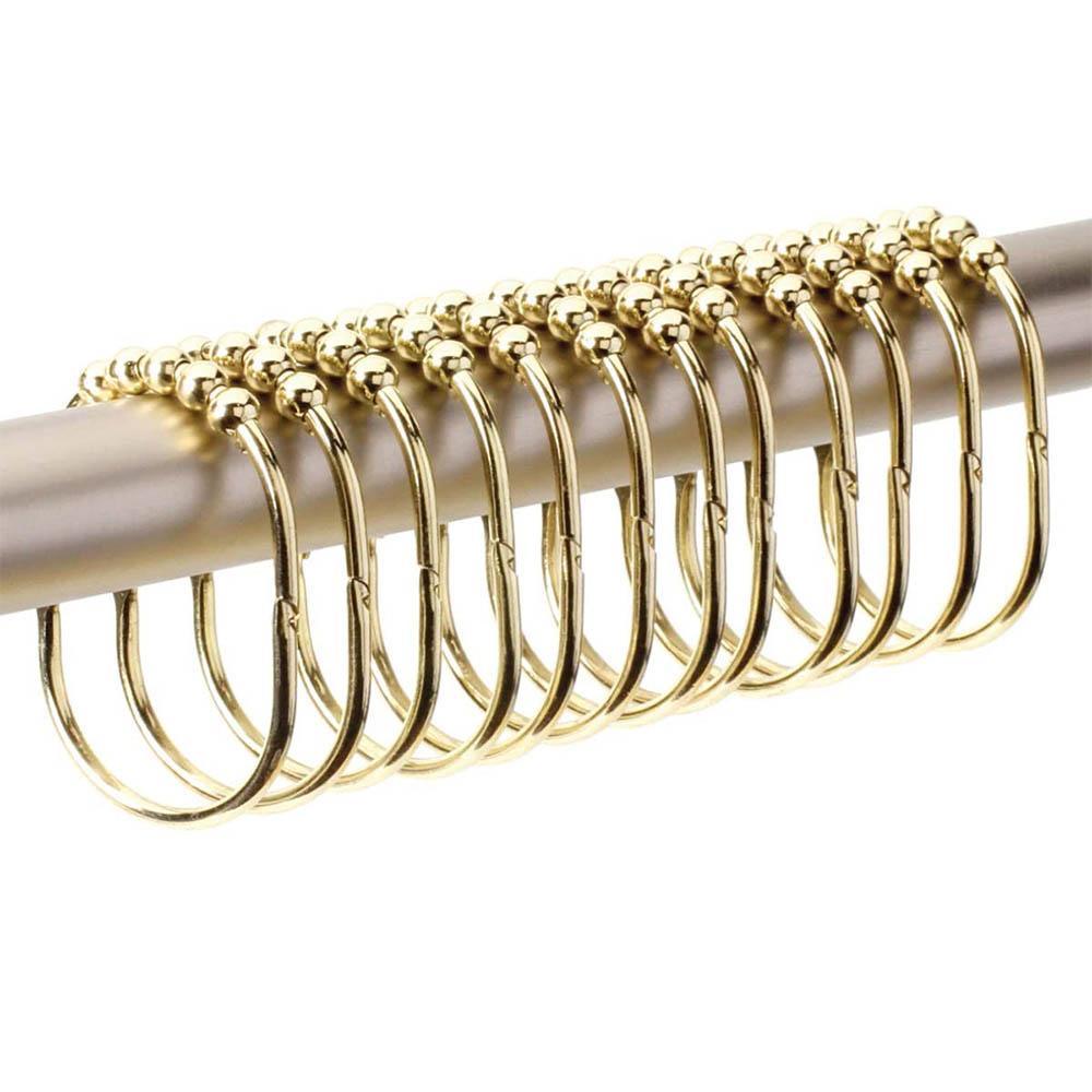 Bộ 12 Móc Treo Rèm Cửa Nhà Tắm Có Con Lăn Cân Bằng Chống Rỉ Sét
