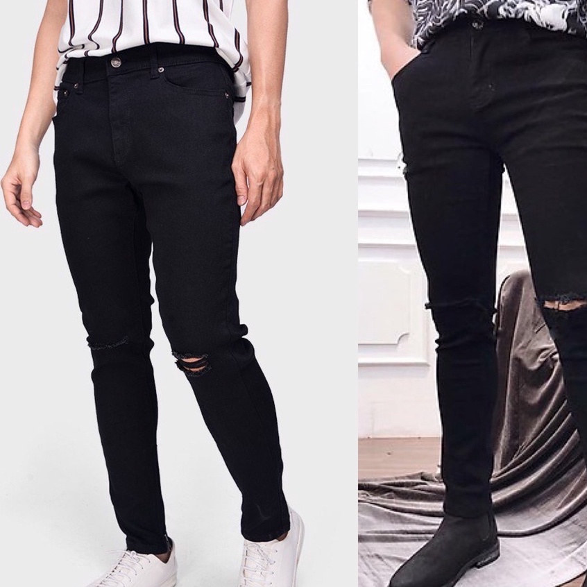Quần jean nam đen trơn chất bò cao cấp co dãn 4 chiều đẹp from dáng skinny mẫu mới thời trang cao cấp beautifulgilr YT02