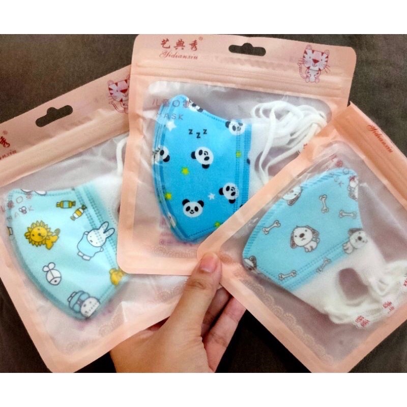 Set 10 khẩu trang 3D trẻ em từ 1 - 6 tuổi kháng khuẩn cao cấp