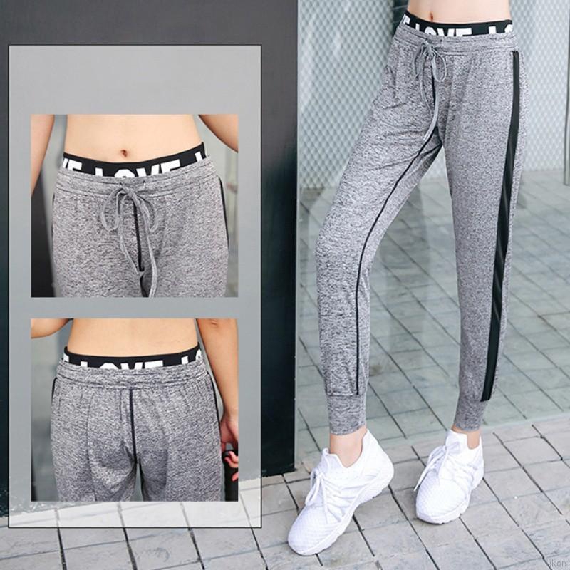 Quần dài thể thao lưng thun dây rút viền chữ LOVE cho nữ | BigBuy360 - bigbuy360.vn