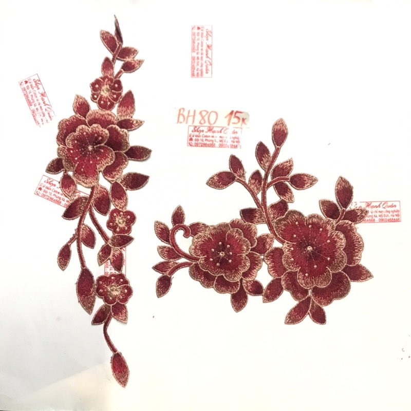 Set 2 bông hoa thêu chỉ lụa