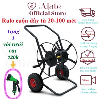 Khung rulo cuộn dây tưới cây từ 20 đến 100m, cuốn dây điện, thừng, cáp bằng kim loại, di chuyển bánh xe đúc Alate store