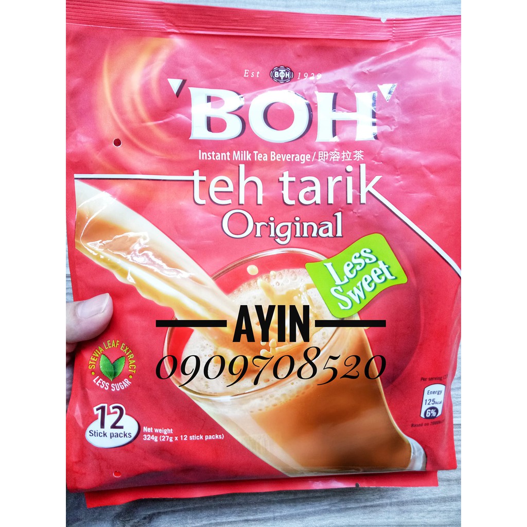 Trà sữa Teh Tarik BOH Malaysia Vị Truyền Thống Ít Ngọt ( 12 gói x 27g )