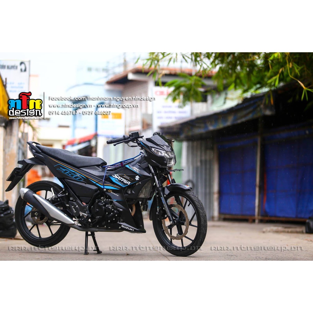 Tem Rời Dán Xe Raider FI Mẫu Xanh Đen Xám Cực Chất, Hàng 3 Lớp Chất Lượng Cao