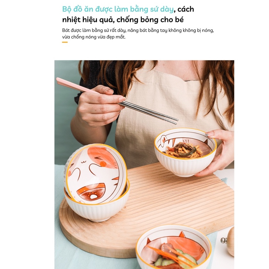 Bát Ăn Cơm Đẹp Dễ Thương Cute Chất Liệu Gốm Sứ Cao Cấp, Chén Ăn Cơm Gia Đình