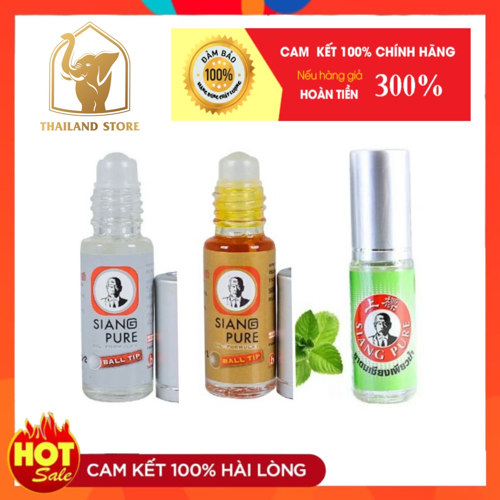 [CHÍNH HÃNG]Dầu lăn ông già SIANG PURE Thái Lan 3cc các màu