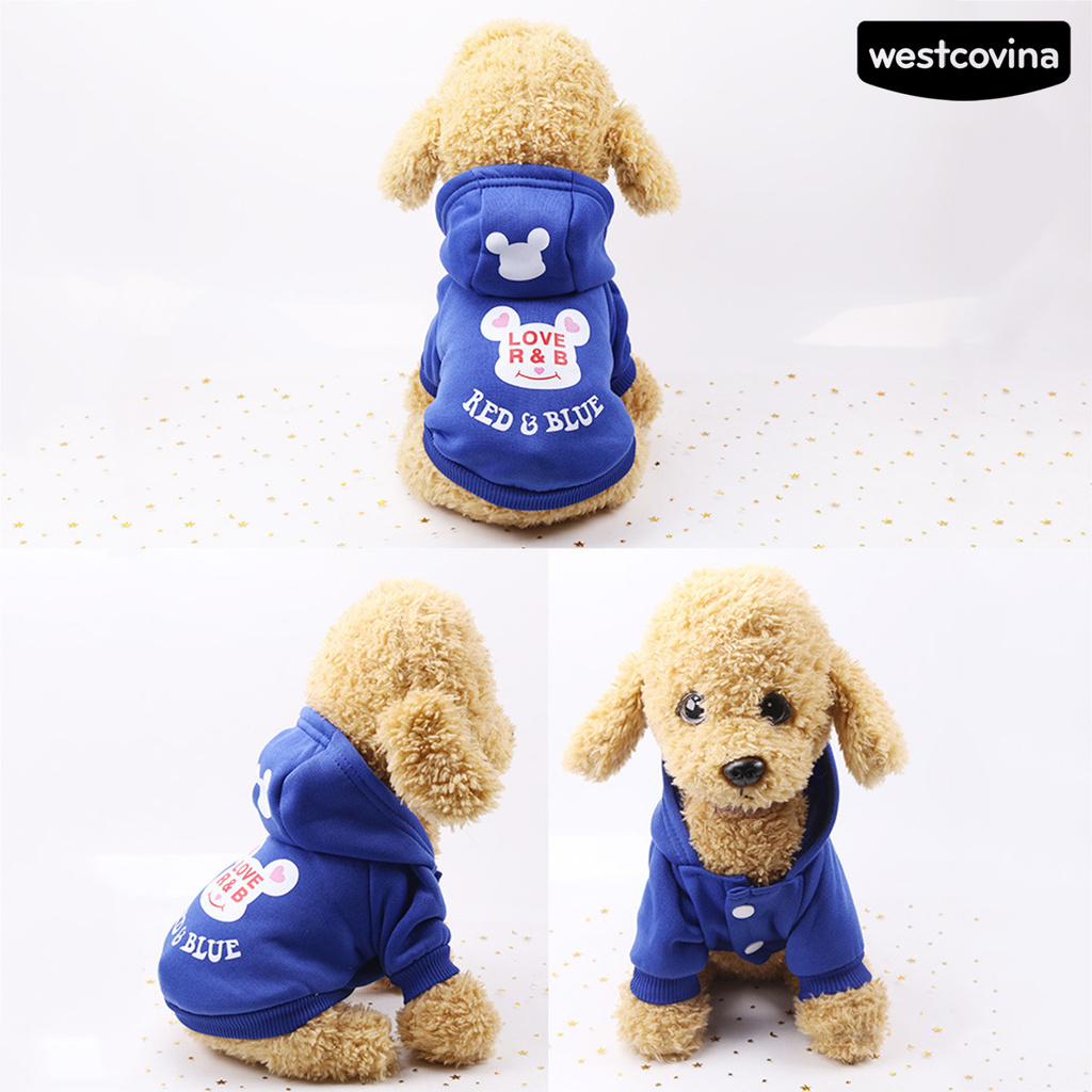 Áo Hoodie Giữ Ấm In Họa Tiết Có Nút Cài Cho Thú Cưng