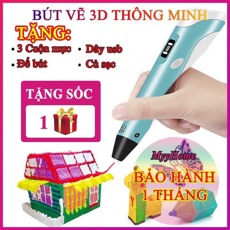 bút vẽ 3d, bút vẽ sáng tạo độc đáo cho bé giá rẻ kèm sợi mực