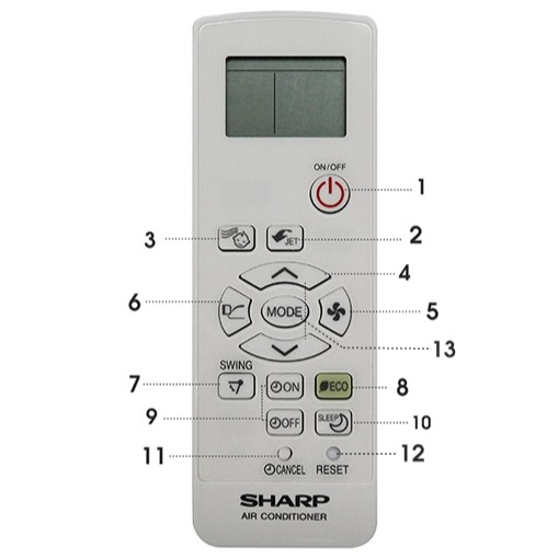 Remote điều hoà, máy lạnh Sharp | Điều khiển điều hoà, máy lạnh Sharp CRMC-A998JBEZ, CRMC-B012JBEZ (Hàng chính hãng)