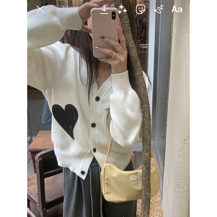Porozi  Áo khoác cardigan  dệt kim cổ chữ V phong cách Hàn Quốc
