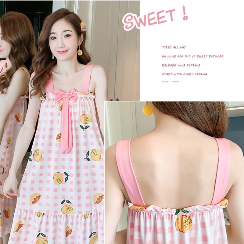 Đồ ngủ Hai Dây Dáng Rộng Họa Tiết Hoạt Hình Thời Trang Mùa Hè Cho Nữ