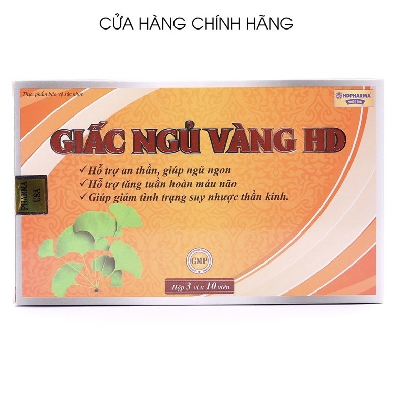 Viên uống ngủ ngon thảo dược Giấc Ngủ Vàng HD  giảm stress mất ngủ - Hộp 30 viên