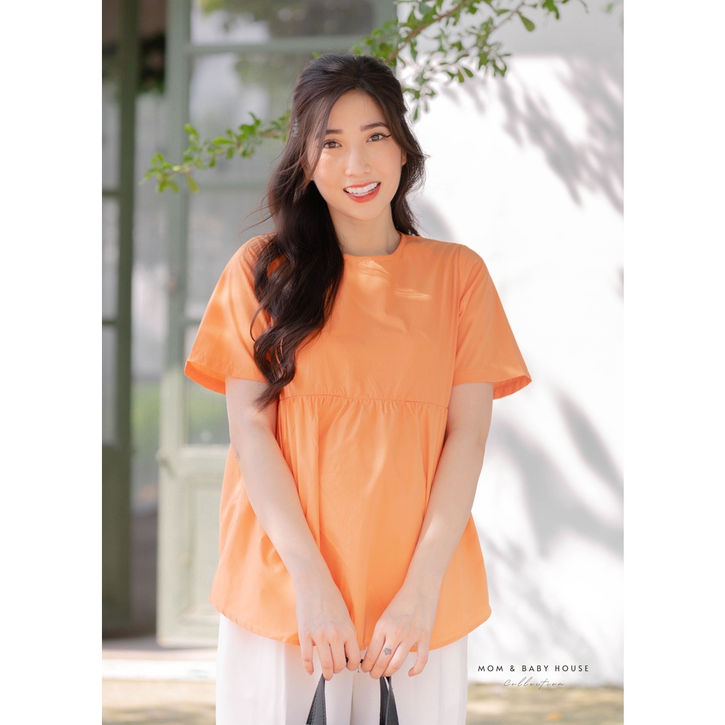 EVERMOM | Áo bầu babydoll có khoá kéo cho bé ti màu cam