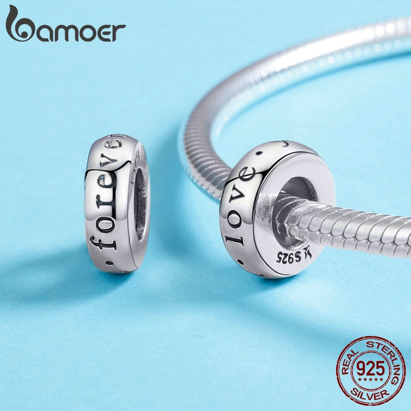 Hạt charm Bamoer khắc chữ LOVE độc đáo