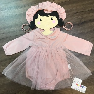Sét body dài tay kèm mũ cho bé gái 3-24m
