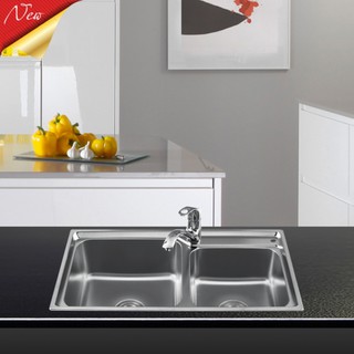 Chậu rửa bát Sơn Hà inox 304 cao cấp S80- 2 hố lệch