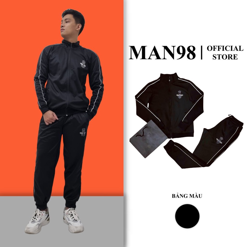 Bộ Nỉ Nam, Đồ Bộ Nam Kéo Khóa Thêu Logo Ong Cao Cấp Man1