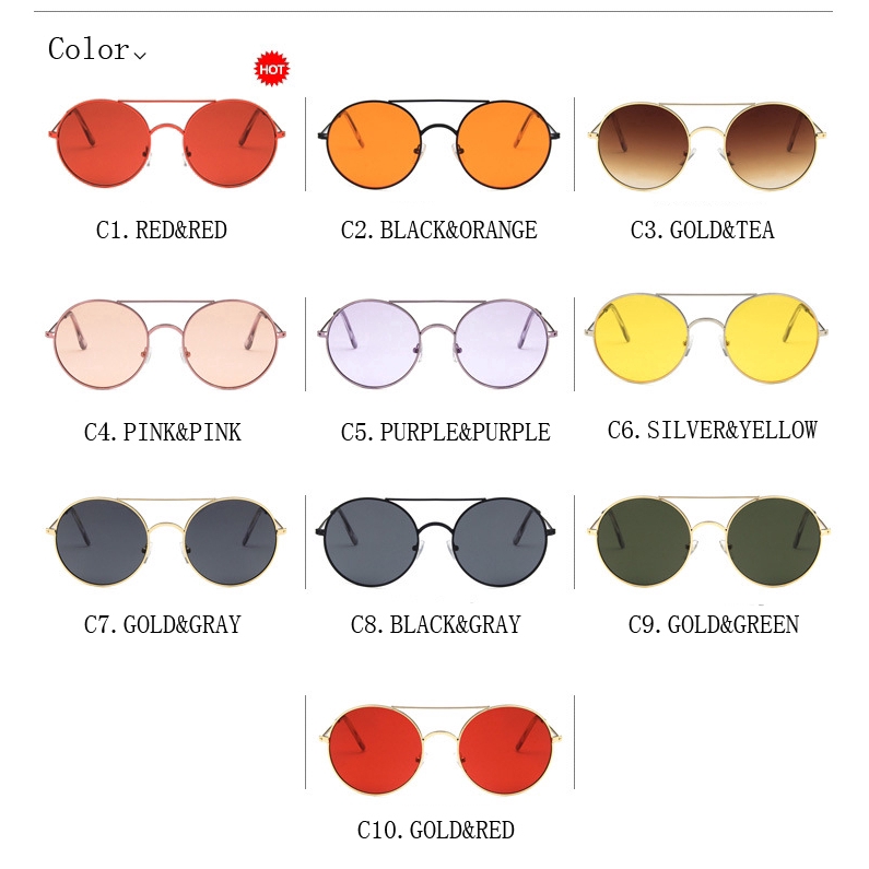 Samjune Fashion New  Round Sunglasses Women Vintage Metal Frame