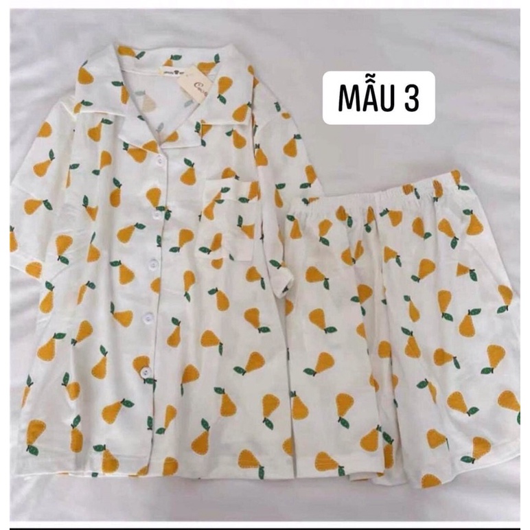 Bộ Quần Áo Ngủ Nữ Pyjama Mặc Nhà Ngắn tay 2 Túi Freesize Dưới 55kg