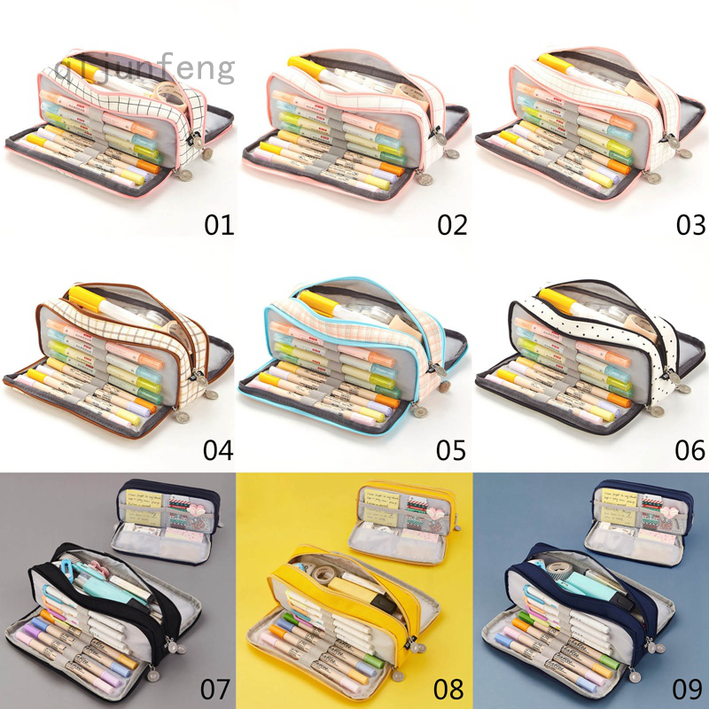 Túi canvas nhiều ngăn sức chứa lớn đựng bút học sinh đựng dụng cụ mang đi du lịch