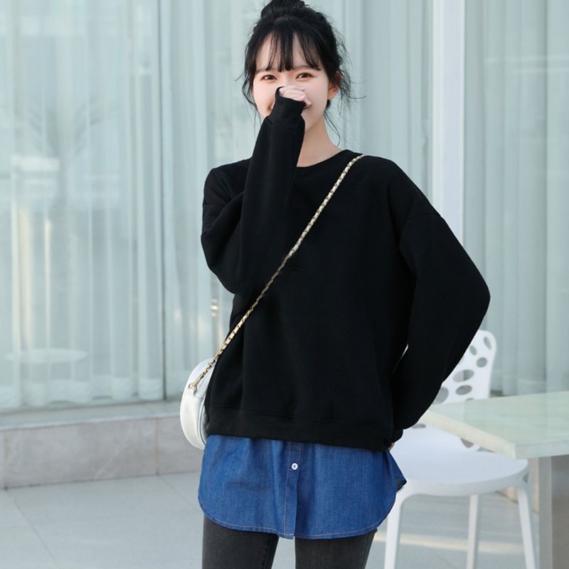 Áo Sơ Mi Giả Denim Dáng Chữ A Giả Váy Xếp Tầng Cài Nút Thời Trang Mùa Xuân Cho Nữ