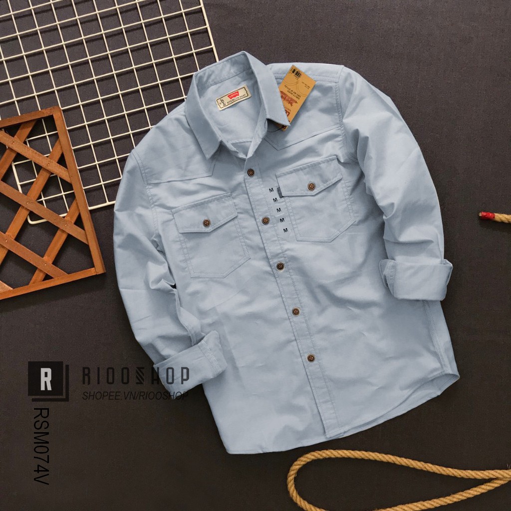 Áo sơ mi nam tay dài hai túi ngực thủy thủ cao cấp RSM074 | BigBuy360 - bigbuy360.vn