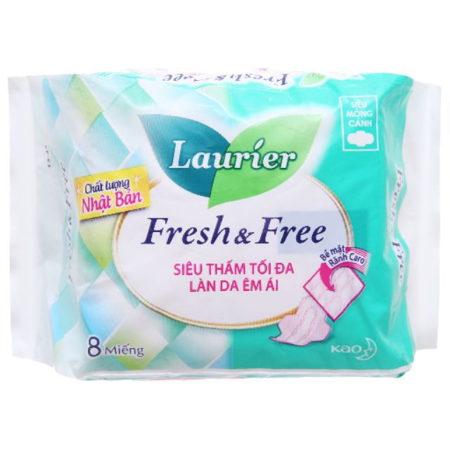 Băng vệ sinh Laurier Fresh and Free siêu mỏng 8 miếng