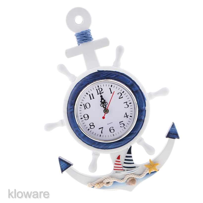 Đồng Hồ Treo Tường Hình Bánh Xe Và Mỏ Neo Phong Cách Biển 33cm