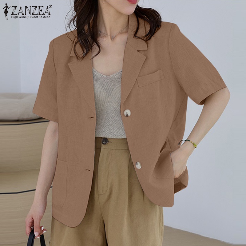 Áo khoác blazer ZANZEA tay lỡ có túi trước thời trang cho nữ