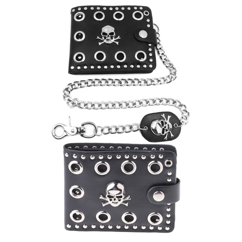 Ví Da Cầm Tay seng Có Dây Xích Phong Cách Punk Gothic Phương Tây Cho Nam